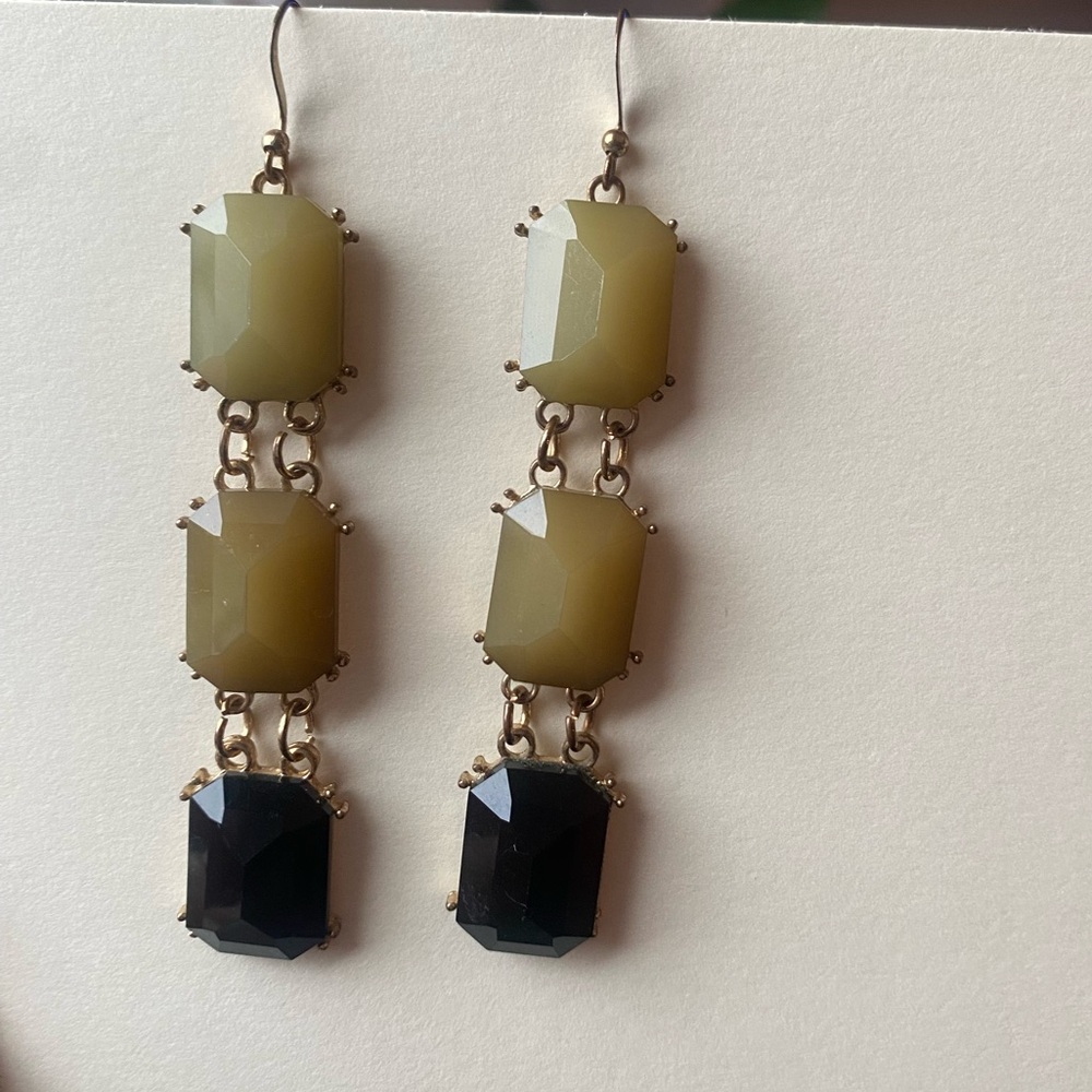 Long Jade and Black Formal Bohemian Drop Earrings